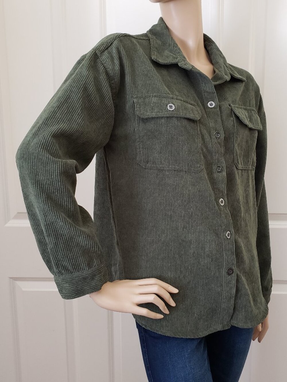 Velvet Heart Corduroy Shirt Jacket Shaket SZ M Dark Green